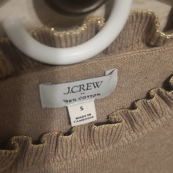 J. Crew Beige Ruffle Neck Sweater - Picture 2 of 5